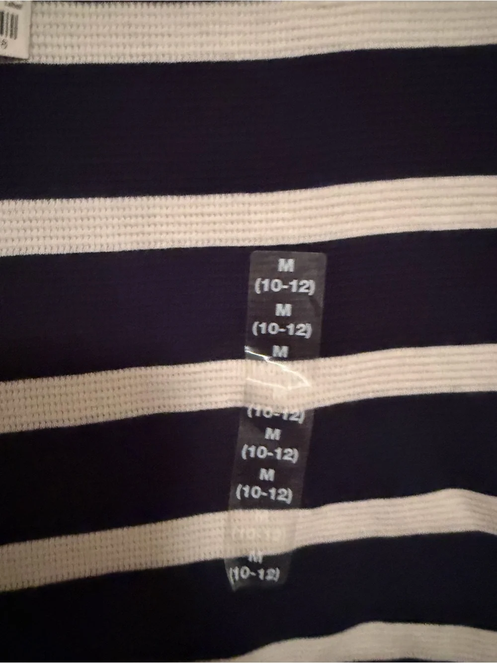 Ralph Lauren Navy, White Striped Long Sleeve waffle knit Tee